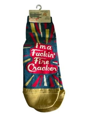 Blue Q Women’s Novelty Ankle Socks - Blue, Yellow, Red & White
